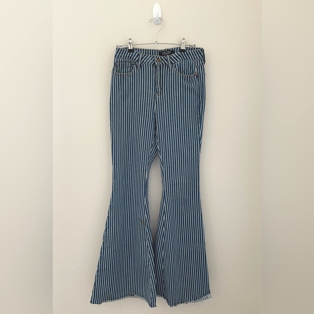 Judy blue Super flare Railroad stripe jeans 34 inch inseam tall